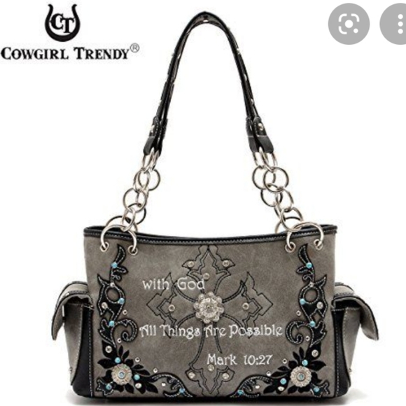 Cowgirl Trend Handbags - Cowgirl Western Handbag – Bible Verse Mark 10:27